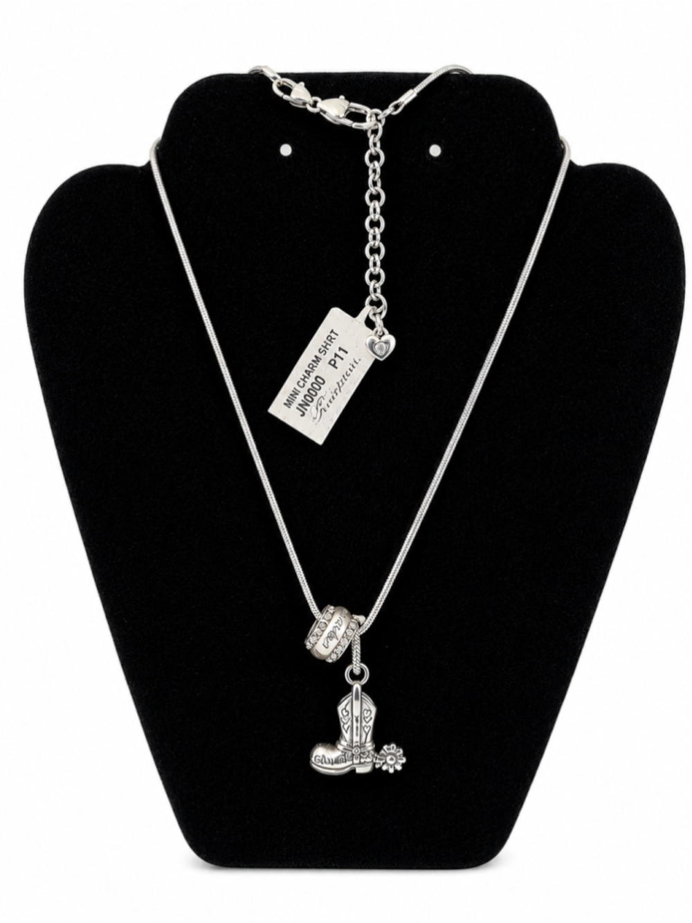 Silver Tone Cowboy Boot Charm Necklace – Y2K Western Style - Picture 4 of 4